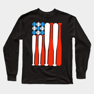 Baseball lovers American flag design Long Sleeve T-Shirt